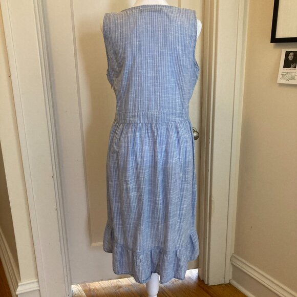 Blue Denim Pinstriped Babydoll Summer Dress – Size 6 - Picture 4 of 5